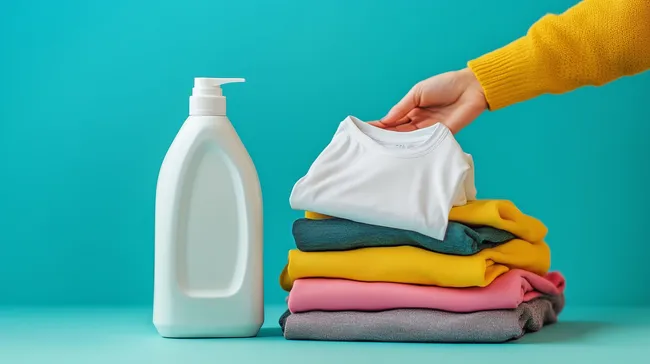 Frisch gewaschene Wäsche mit Waschmittel