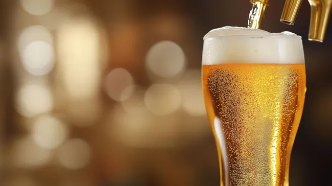 Frisch gezapftes Bier mit Schaumkrone