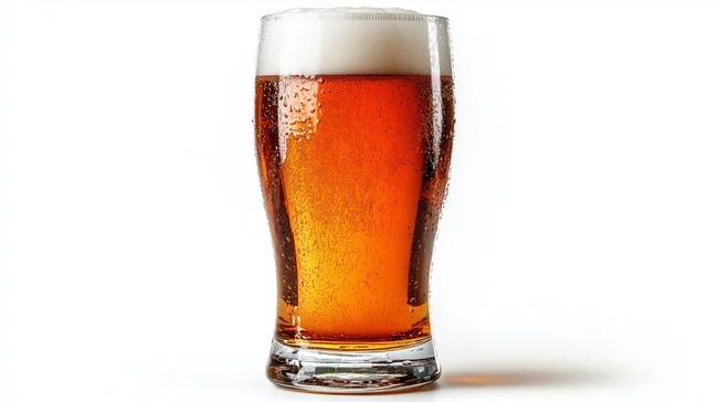 Frisch gezapftes Bierglas mit schäumendem Bernsteinfarbenen Inhalt