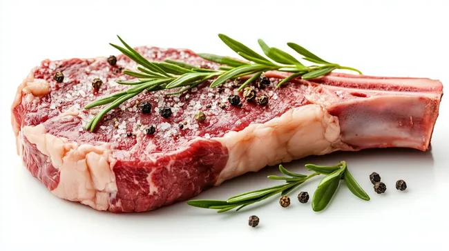 Frisch mariniertes T-Bone-Steak mit Rosmarin und Gewürzen