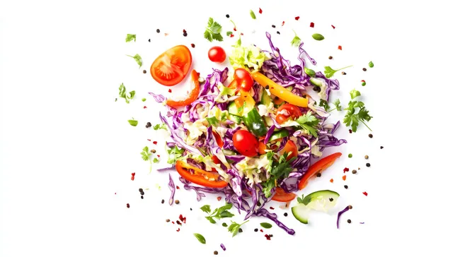 Frisch zubereiterter bunter Sommersalat mit Gemüse