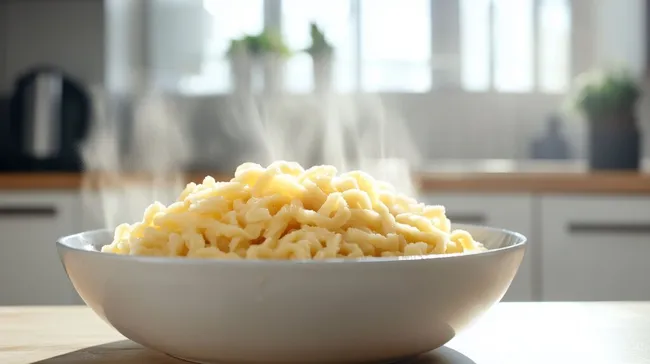 Frisch zubereitete Spätzle in appetitlicher Schüssel