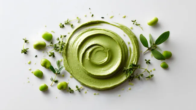 Frisch zubereitete vegane Fava-Bohnencreme mit Kräutern