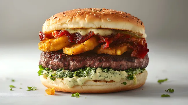 Frisch zubereiteter Burger mit Käse und Gemüse