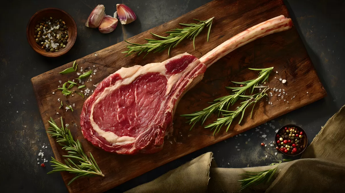 Frisch zubereiteter Tomahawk-Steak mit Rosmarin