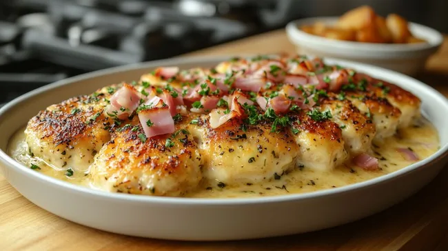 Frisch zubereitetes, elsässisches Überbacken-Schnitzel