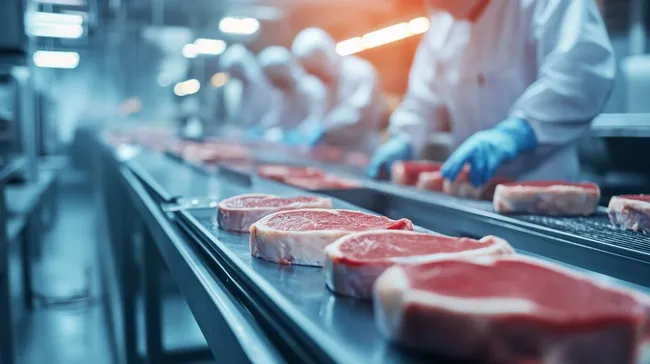 Frisch zubereitetes Fleisch in Industriefertigung