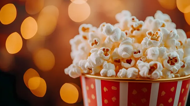 Frisch zubereitetes Popcorn in dekorativem Eimer