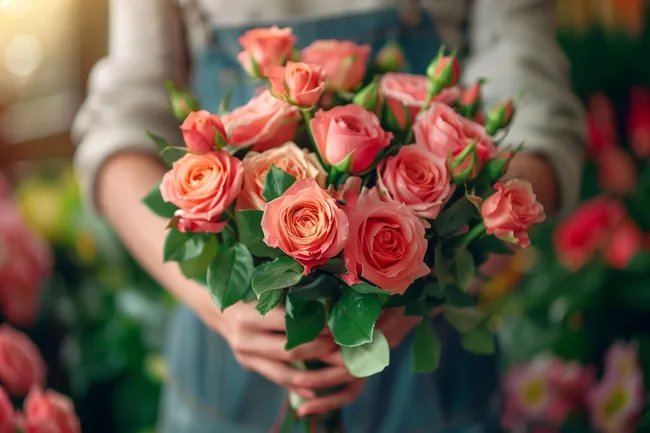 Frischblühende Rosen in zarten Farbtönen