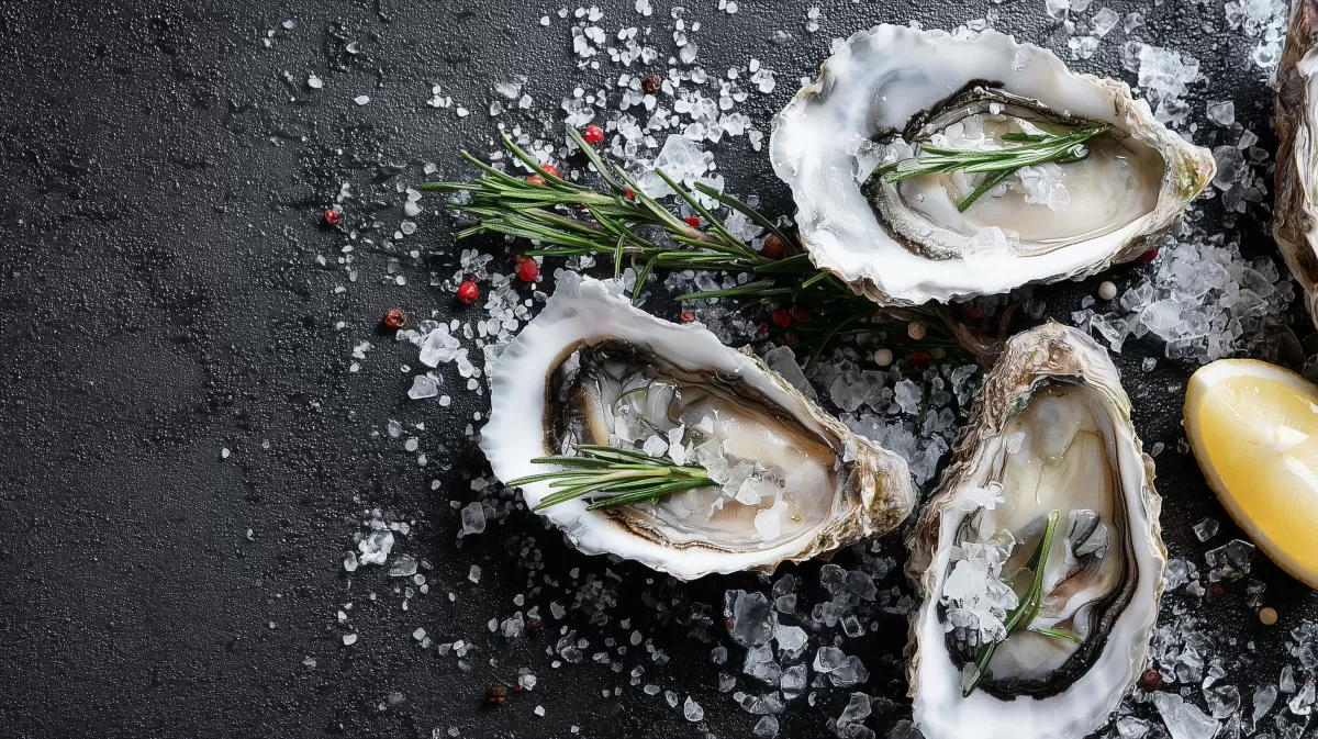 Frische Austernoase in eisiger Winterlandschaft