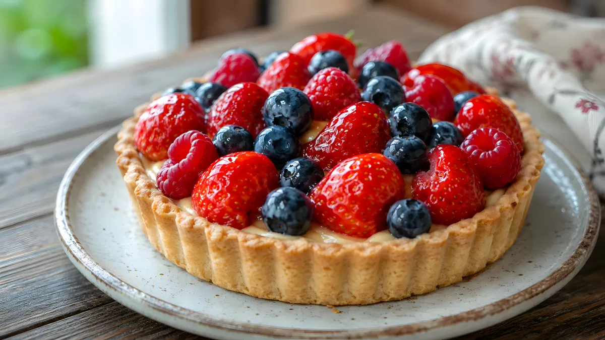 Frische Beerentarte mit Erdbeeren und Blaubeeren