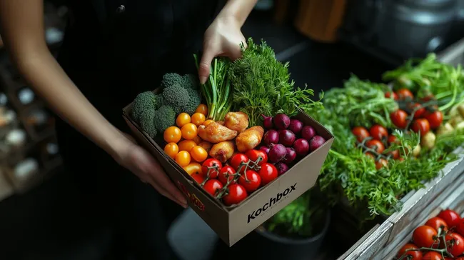 Frische Bio-Gemüsekiste mit saisonalen Zutaten