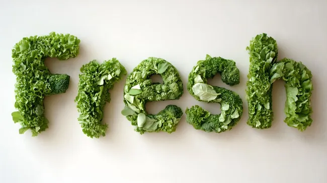 Frische Blattgrüne in Form des Wortes 'Frisch'