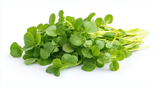 Frische Brunnenkresse auf weißem Hintergrund