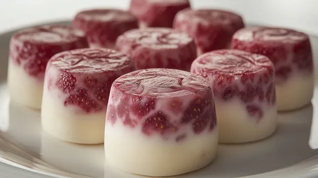 Frische Erdbeer-Joghurt-Törtchen in Nahaufnahme