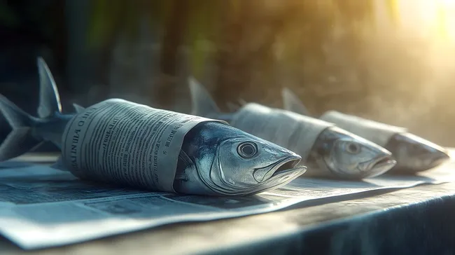 Frische Fische auf rustikaler Holzoberfläche