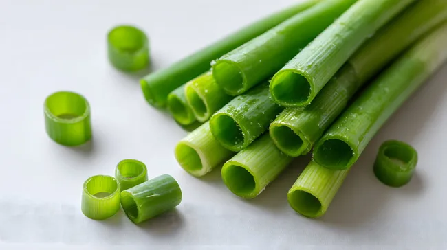 Frische Frühlingslauchstangen auf weißem Hintergrund