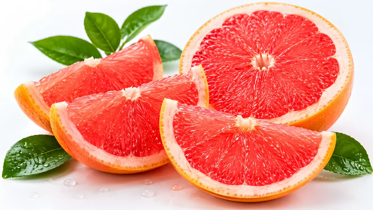 Frische Grapefruitscheiben mit saftigem rotem Fruchtfleisch