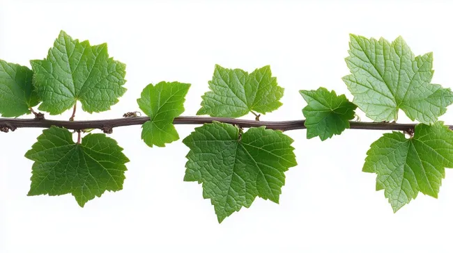 Frische, grüne Weinblätter auf Ast