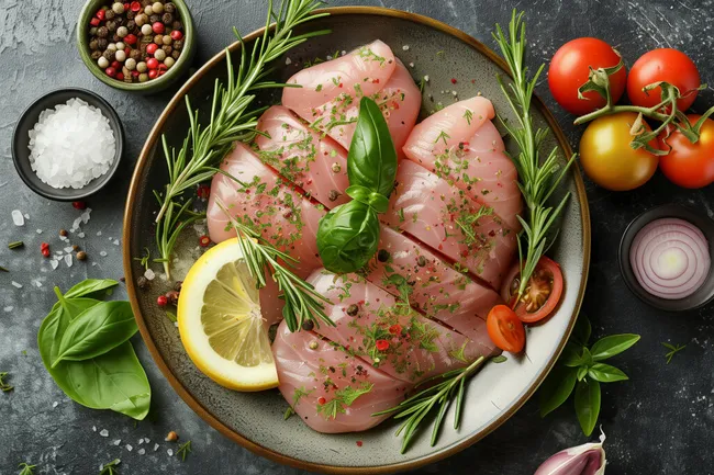 Frische Hähnchenbrust mit Kräutern und Gewürzen