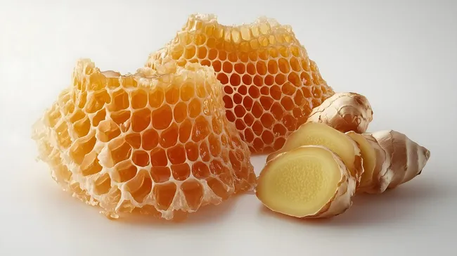 Frische Honigwabe mit Ingwer