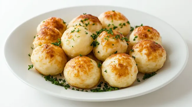 Frische Knödel mit Petersilie garniert
