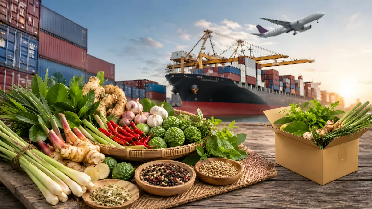 Frische Kräuter und Gewürze im globalen Lebensmittelhandel