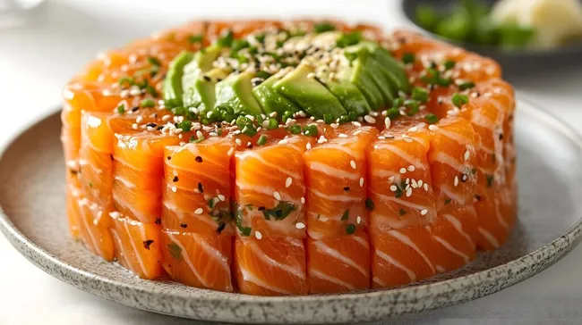 Frische Lachs-Tartare mit Avocado und Sesam