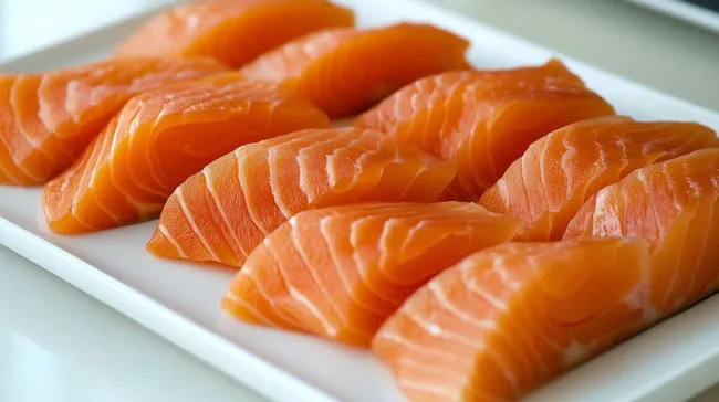 Frische Lachsfilets auf weißem Teller