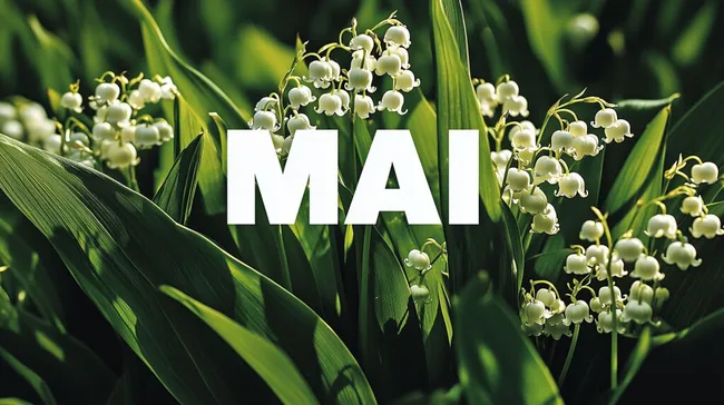 Frische Maiglöckchen vor dunkelgrünem Hintergrund