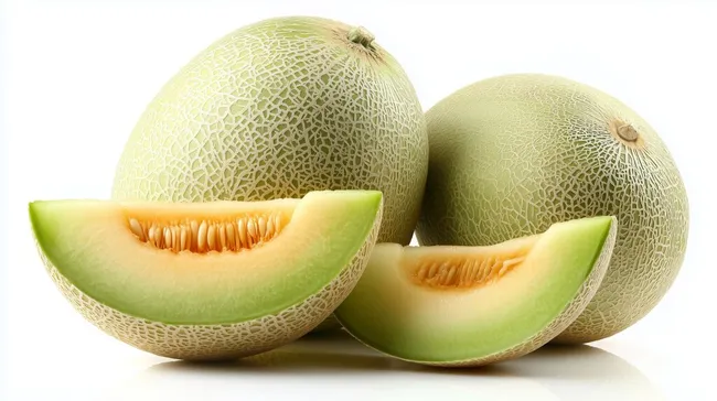 Frische Melonen und geschnittene Scheiben auf weißem Hintergrund