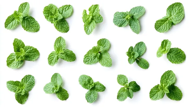 Frische Minzblätter auf weißem Hintergrund