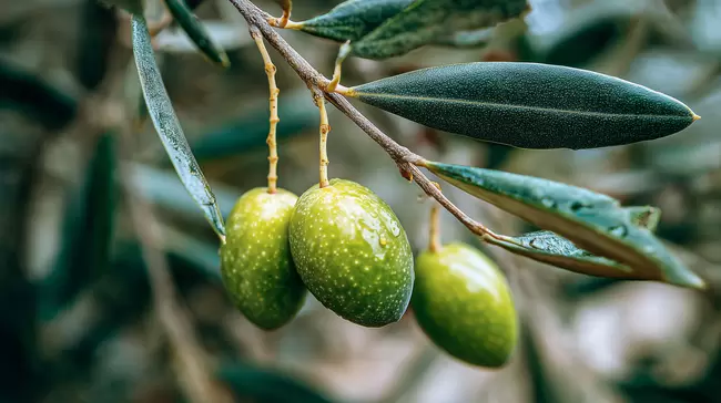Frische Oliven am Zweig - kulinarische Fotografie