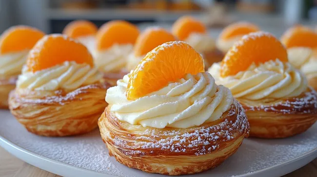 Frische Orangenkuchen mit cremiger Füllung