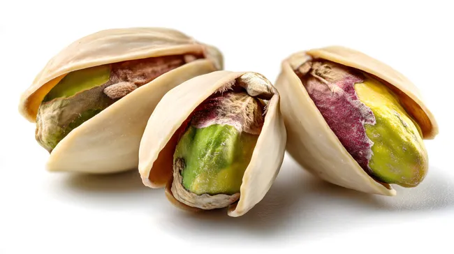 Frische Pistazienschalen auf weißem Hintergrund