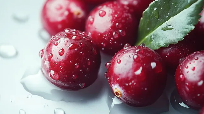Frische Preiselbeeren mit Wassertropfen