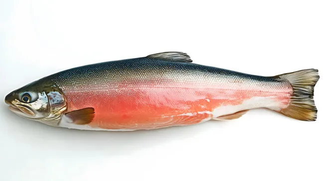 Frische Regenbogenforelle auf weißem Hintergrund