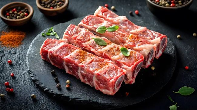 Frische Rindfleischstücke mit Gewürzen