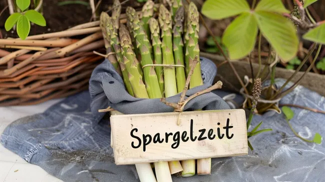 Frische Spargelstangen in natürlicher Umgebung