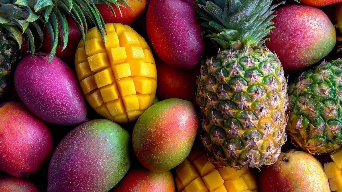 Frische Tropische Früchte in Üppiger Auswahl