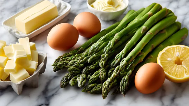 Frische Zutaten für köstliches Spargel-Omelett