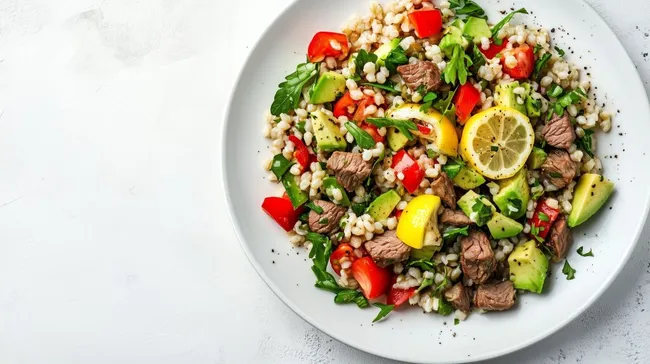 Frischer Barley-Salat mit Avocado und Zitrone
