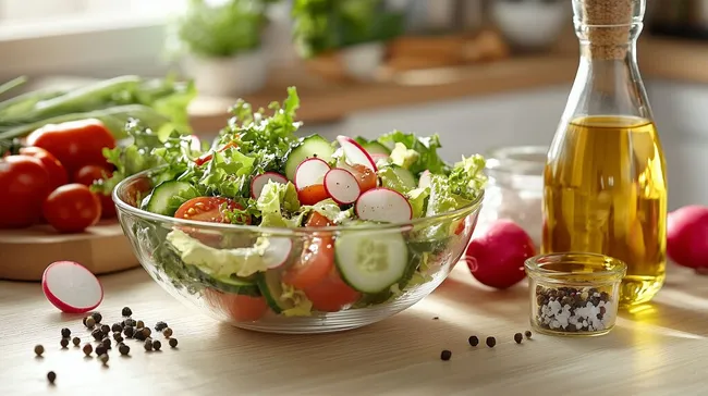 Frischer, bunter Salat mit Tomaten und Radieschen