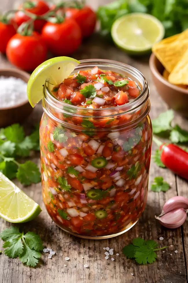 Frischer, bunter Salsa-Dip in Glas