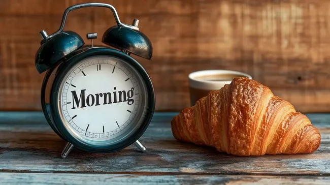 Frischer Croissant und Kaffee zum Frühstück