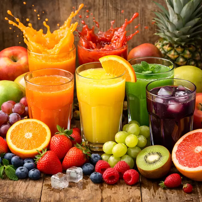 Frischer Fruchtsaft-Smoothie mit Obst und Beeren
