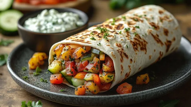 Frischer Gemüse-Döner mit Joghurtdip