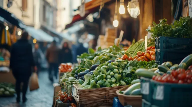 Frischer Gemüsemarkt mit rustikalem Flair