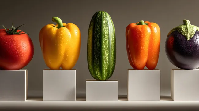 Frischer Gemüsesalat in modernem Studiomotiv