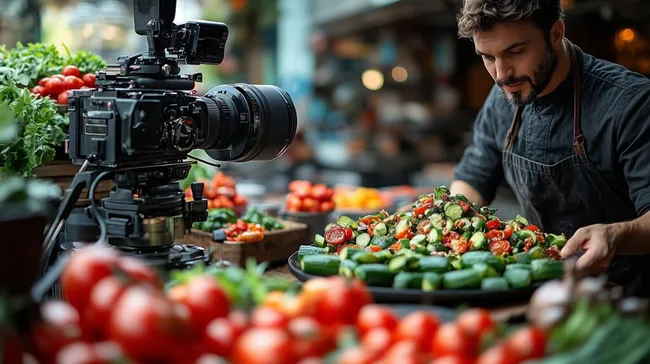 Frischer Gemüsesalat in Nahaufnahme zubereitet